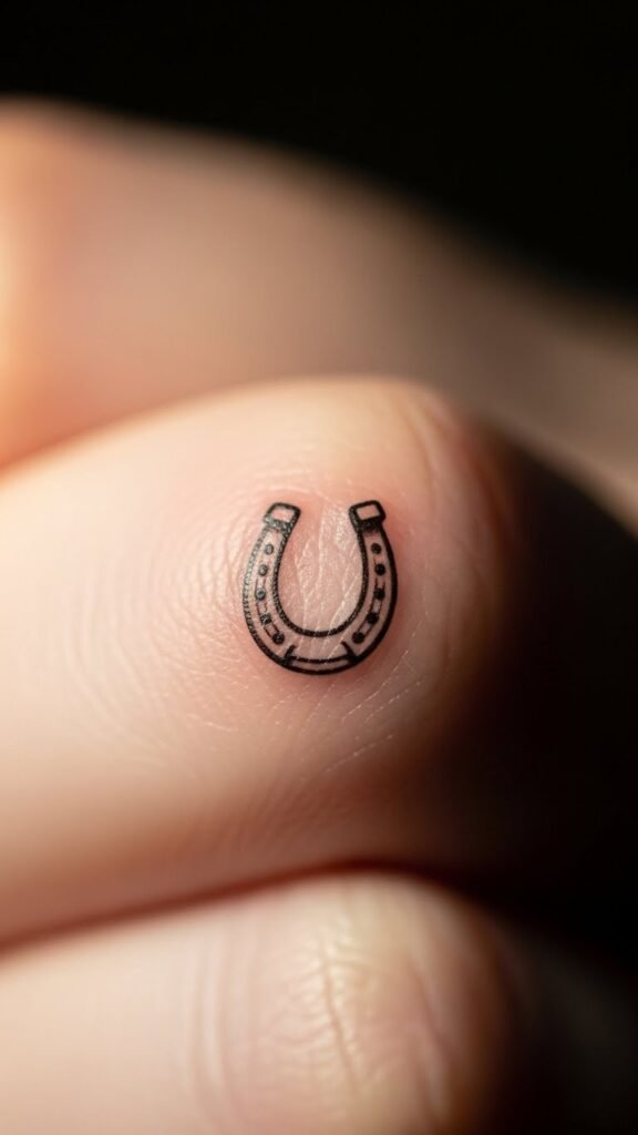 Micro Horseshoe Finger Tattoo