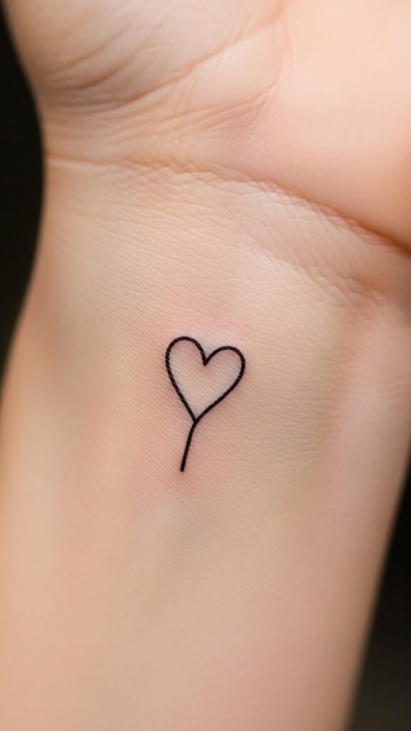 Minimal Line Heart Tattoo
