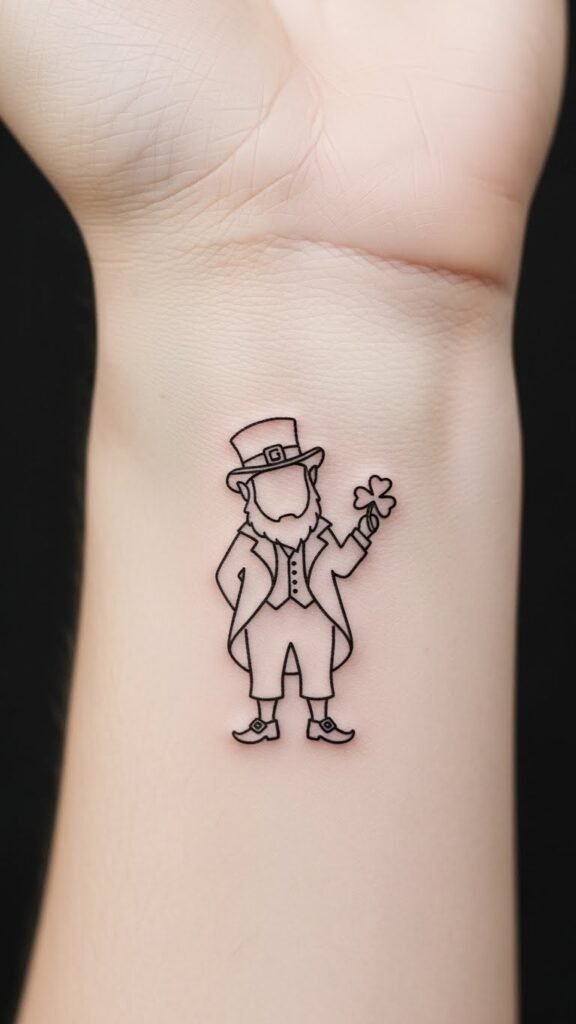 Minimal Line Leprechaun Outline
