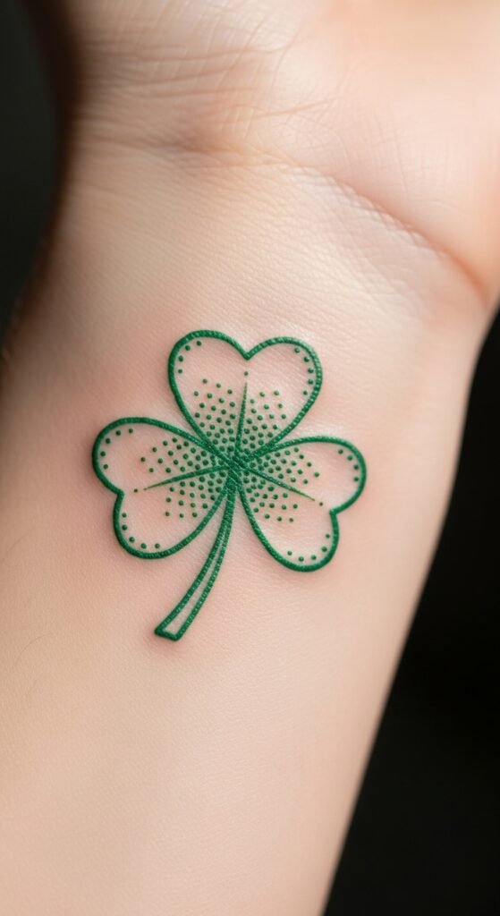 Outline Clover with Dot Details