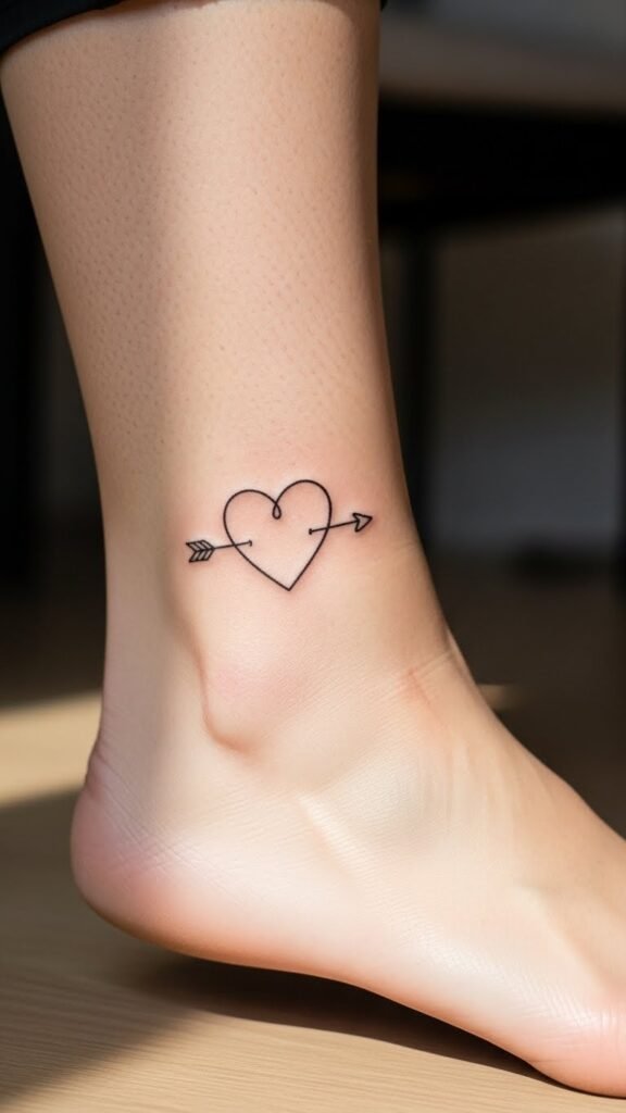 Outline Cupid Heart on Ankle