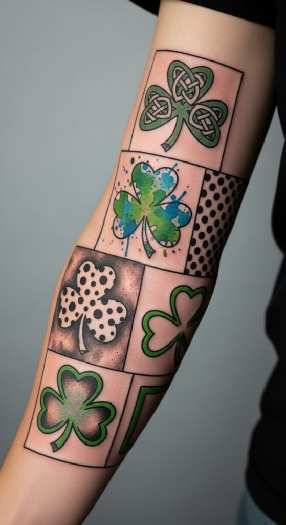 Patchwork Shamrock Sleeve Layout
