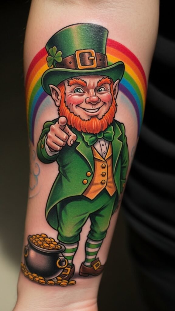 Playful Leprechaun Pointing Forward