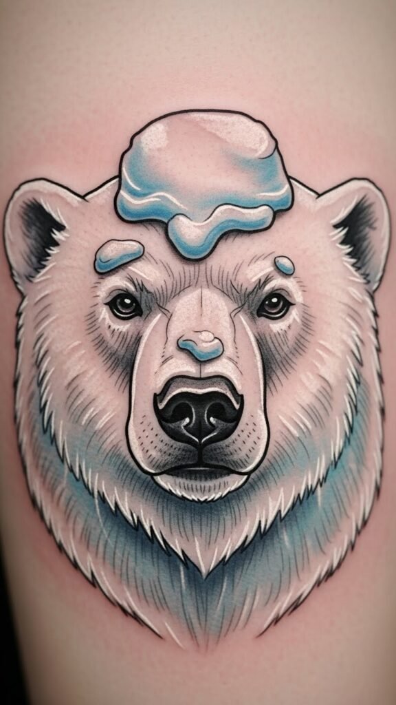 Polar Bear Head with Snow Cap