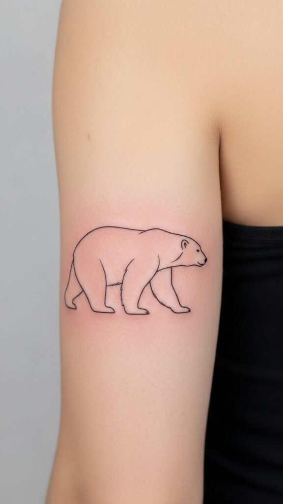 Polar Bear Minimal Tattoo Behind Arm