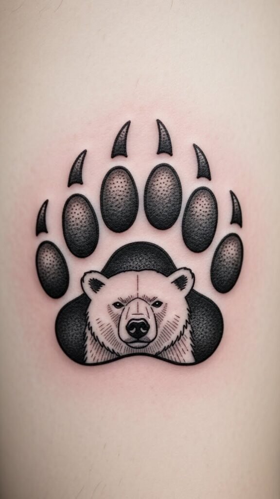 Polar Bear Paw Print with Face