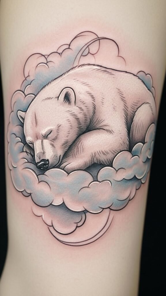 Polar Bear Sleeping on Cloud