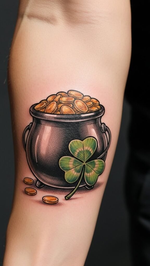 Pot of Gold With Clover Accent
