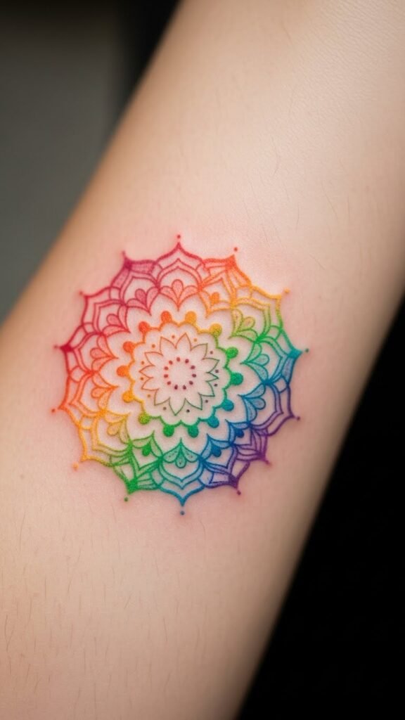 Rainbow Mandala Accent