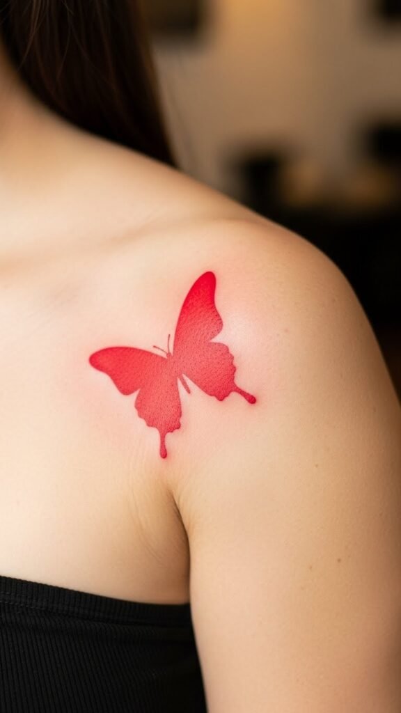 Red Butterfly Silhouette