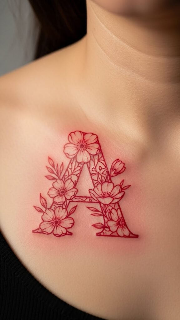 Red Floral Letter