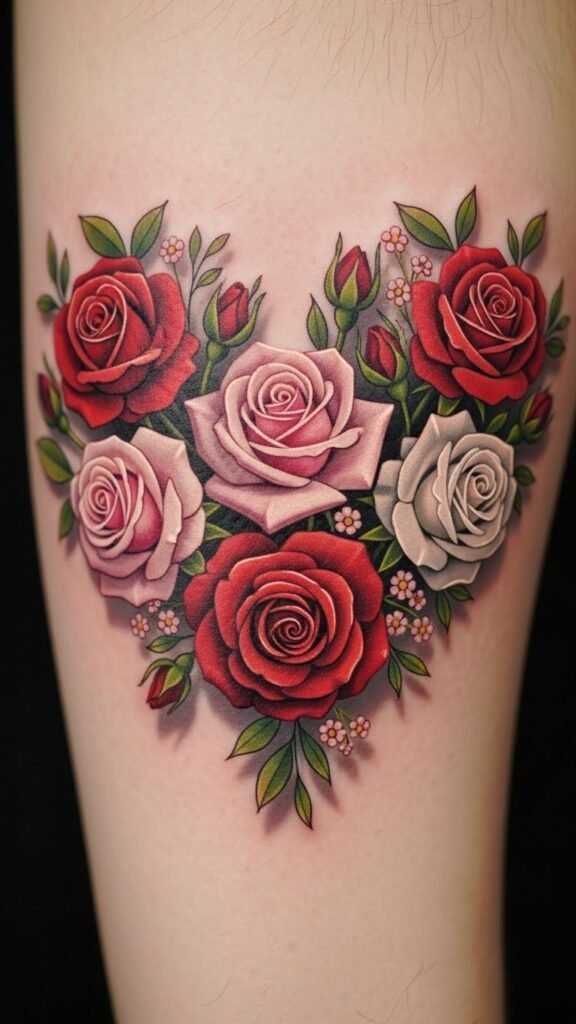 Rose Bouquet Forming a Heart