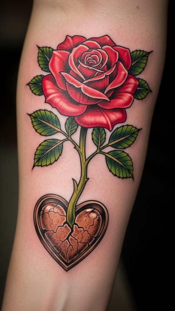 Rose Growing from a Heart Seed