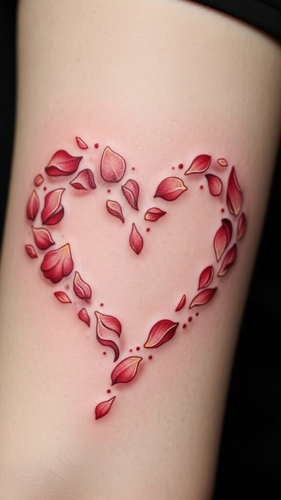 Rose Petals Falling Into a Heart