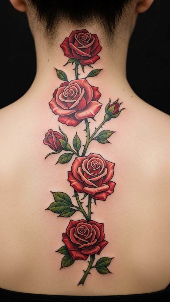 Rose Spine Tattoo