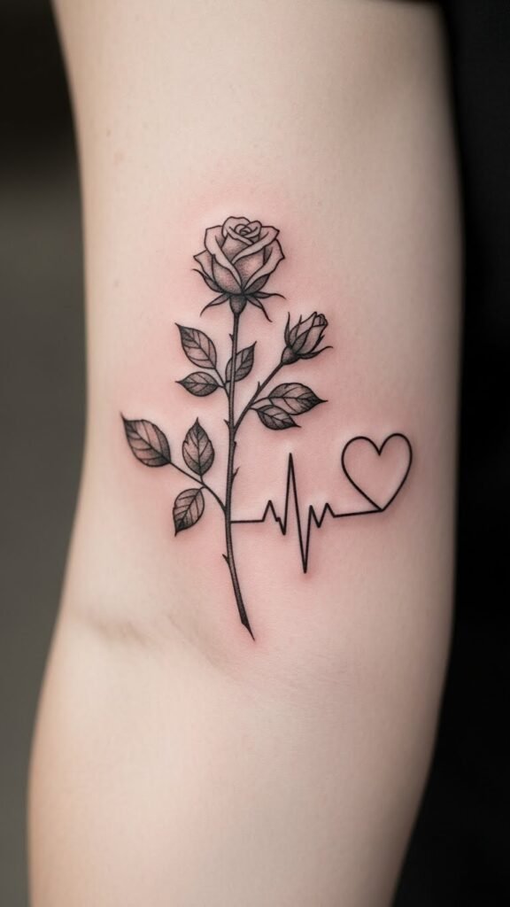 Rose Stem Forming a Heart Pulse