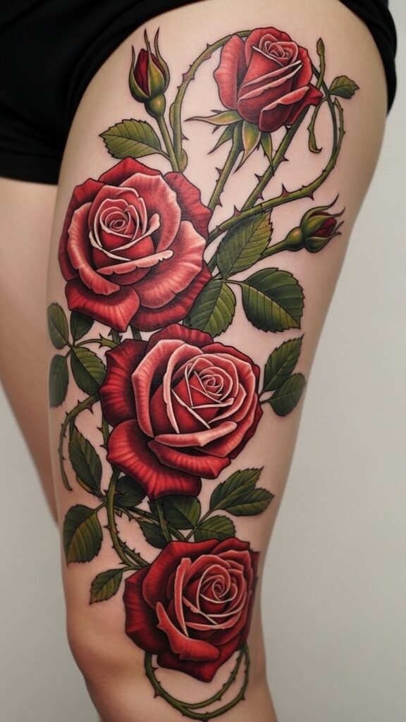 Rose Thigh Tattoo