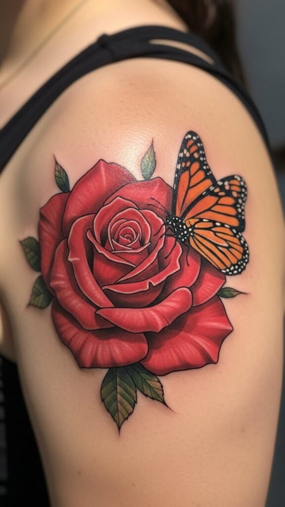 Rose and Butterfly Tattoo