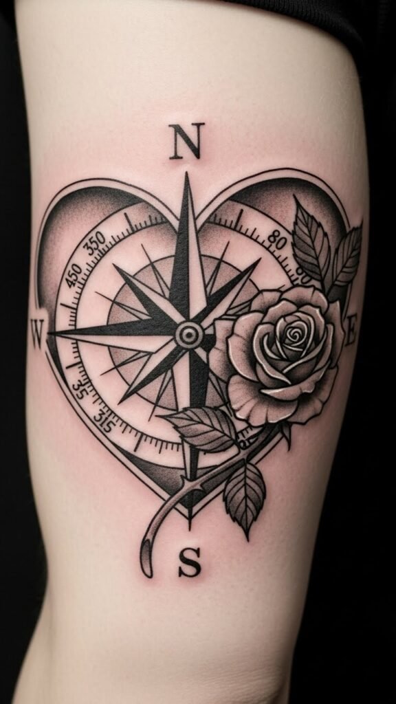 Rose and Heart Compass Style