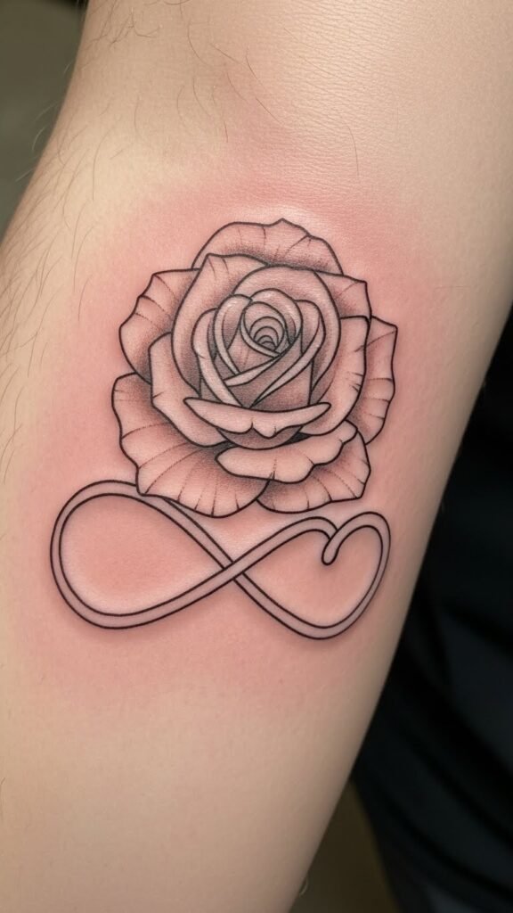 Rose and Heart Infinity Loop