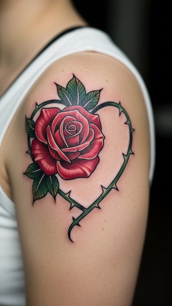Rose and Heart Tattoo