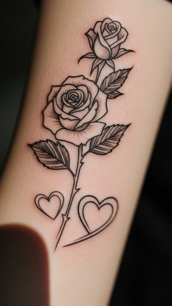 Rose and Heart Tattoos 