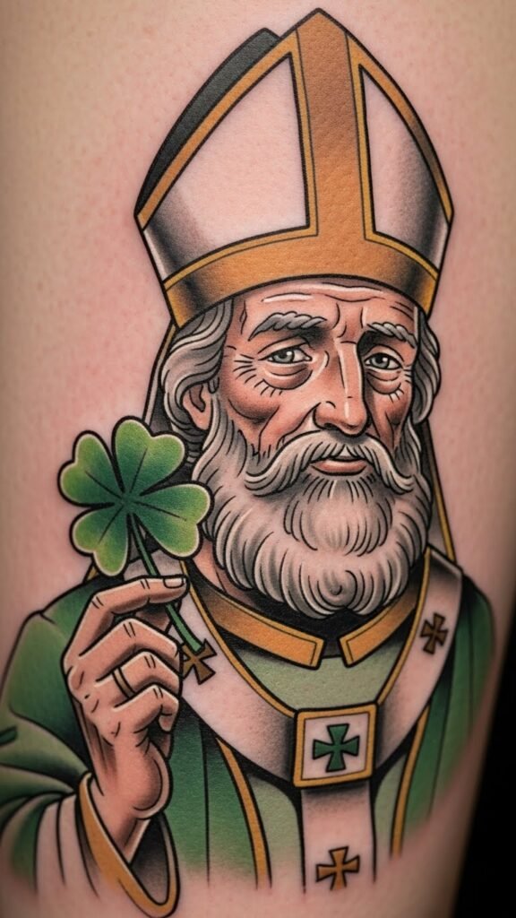 Saint Patrick Holding a Shamrock