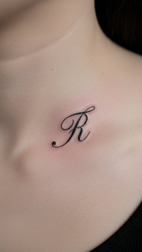 Script Initial Along the Collarbone