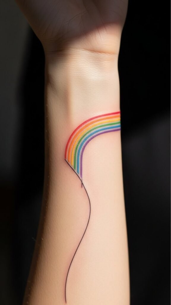Single-Line Rainbow Tattoo