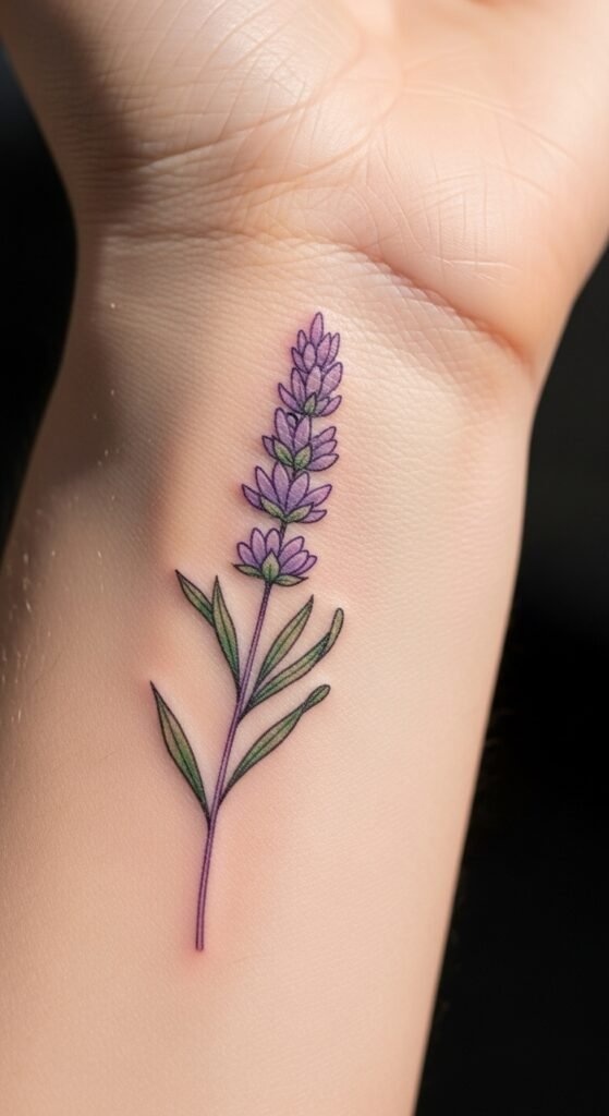 Single Stem Lavender on the Wrist