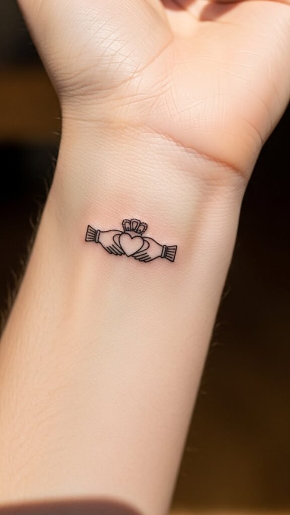 Small Claddagh Wrist Tattoo