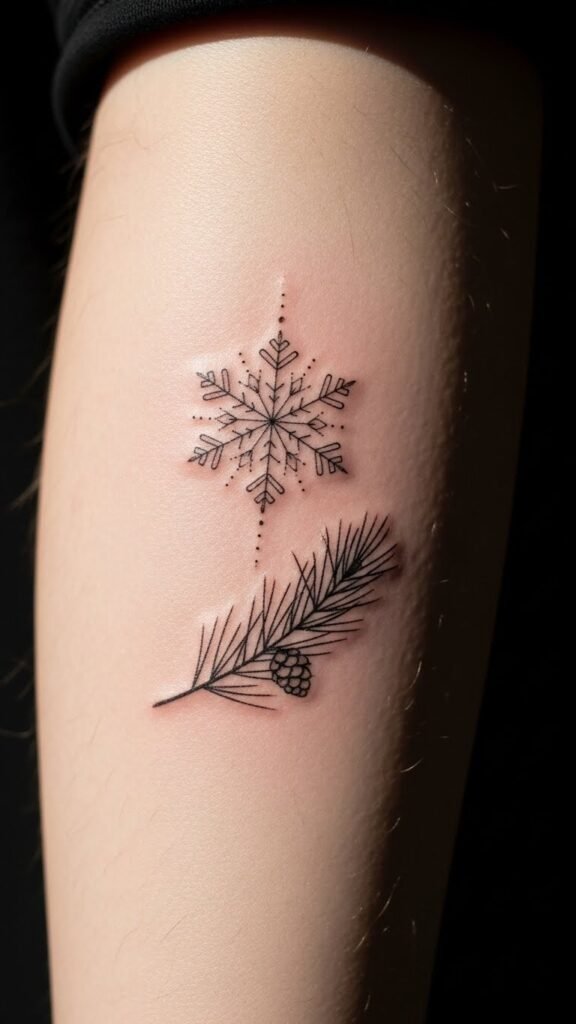 Snowflake and Pine Branch