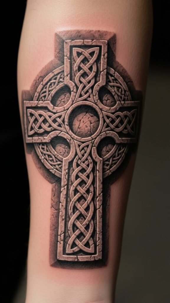 Stone-Carved Celtic Cross