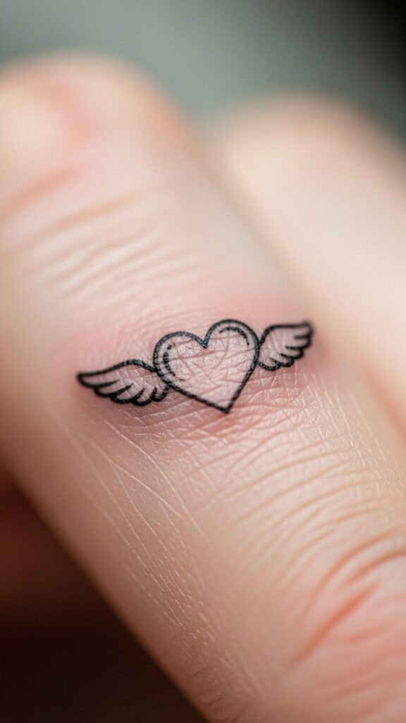 Tiny Cupid Heart on the Finger