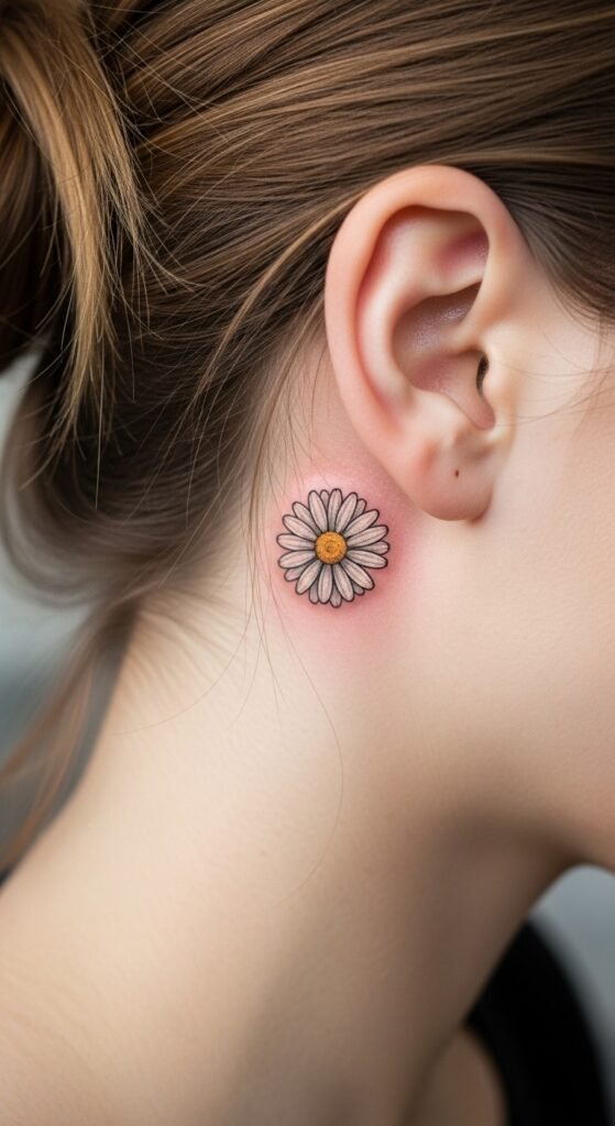 Tiny Daisy Behind the Ear