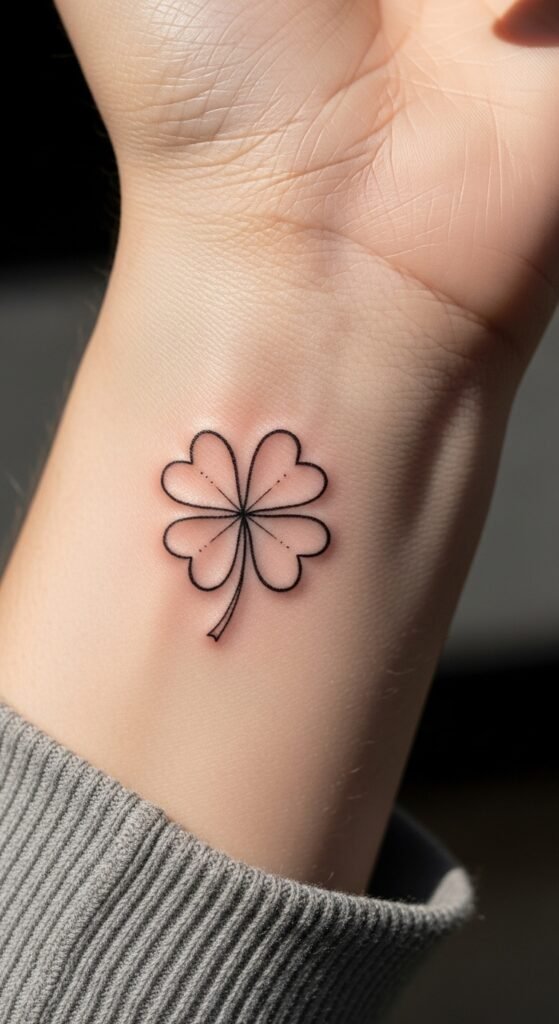 Tiny Four-Leaf Clover Outline