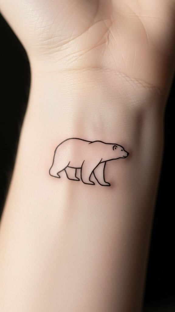 Tiny Polar Bear Outline on the Wrist