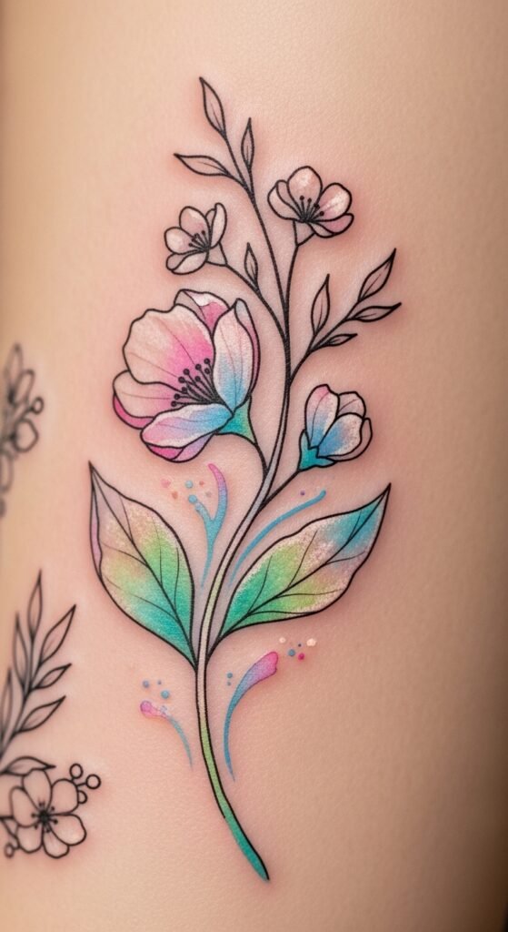 Watercolor Flower Stem