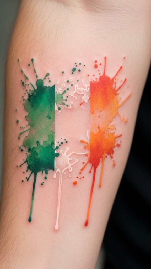 Watercolor Irish Flag Splash