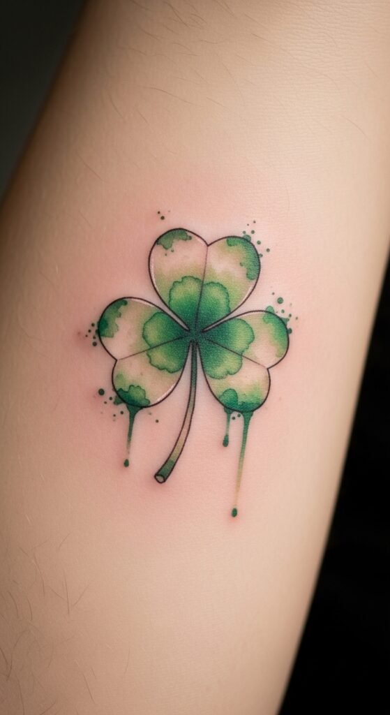 Watercolor-Style Green Clover