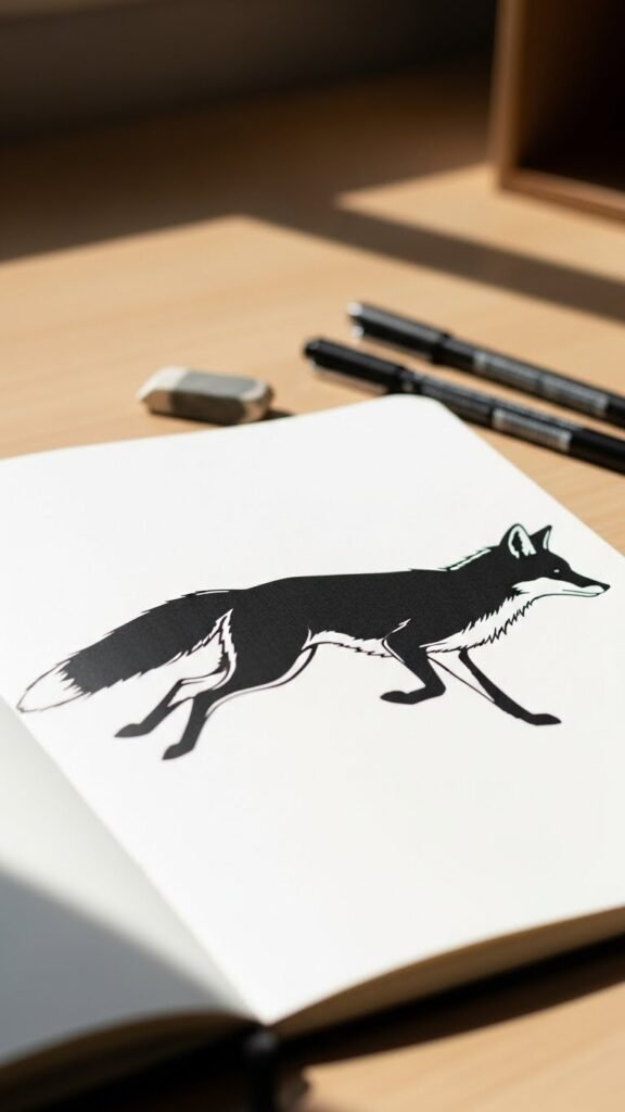 how to draw minimalist animal silhouettes