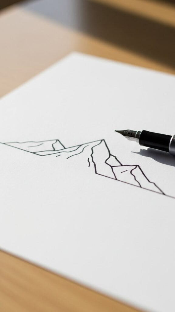 how to draw tiny mountain tattoos