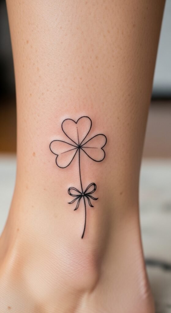 Fine-Line Shamrock With Bow
