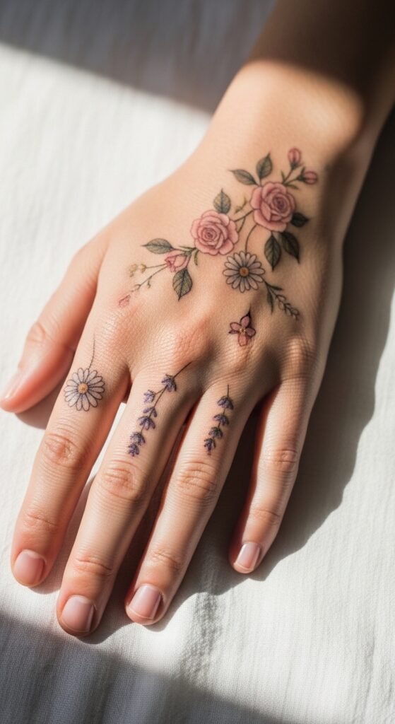 Floral Hand Tattoos