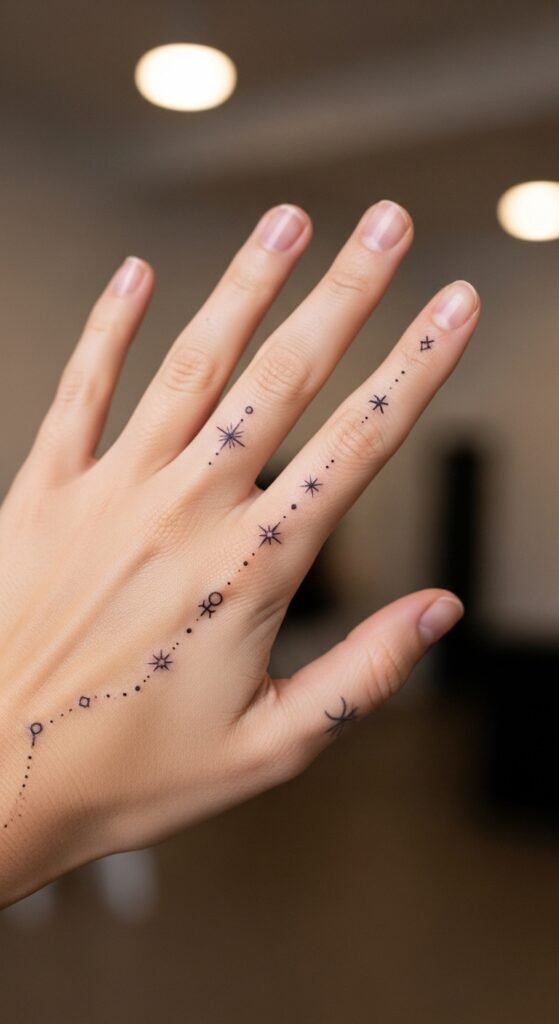 Matching Finger and Side Hand Tattoos