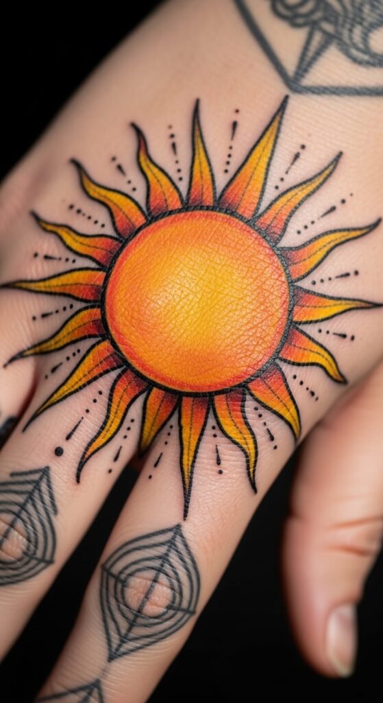 Sun Hand Tattoos