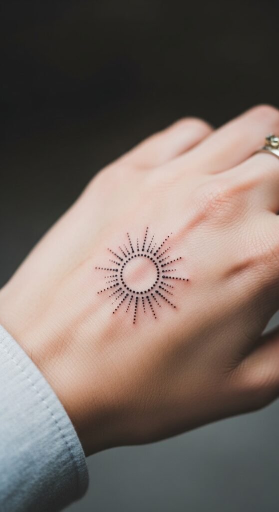 Tiny Sun Dot Tattoo