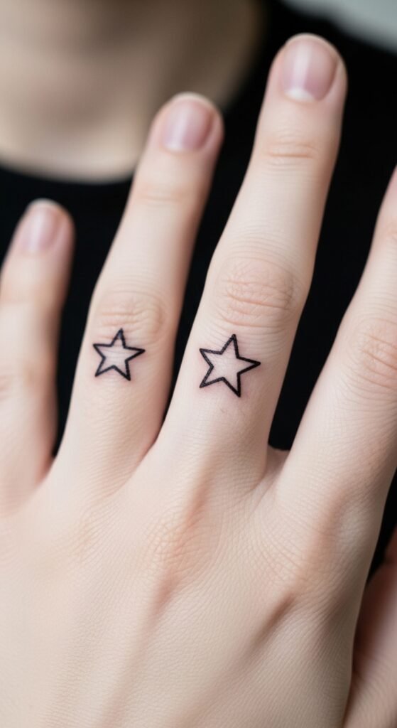 Two Stars on the Index and Middle Finger
