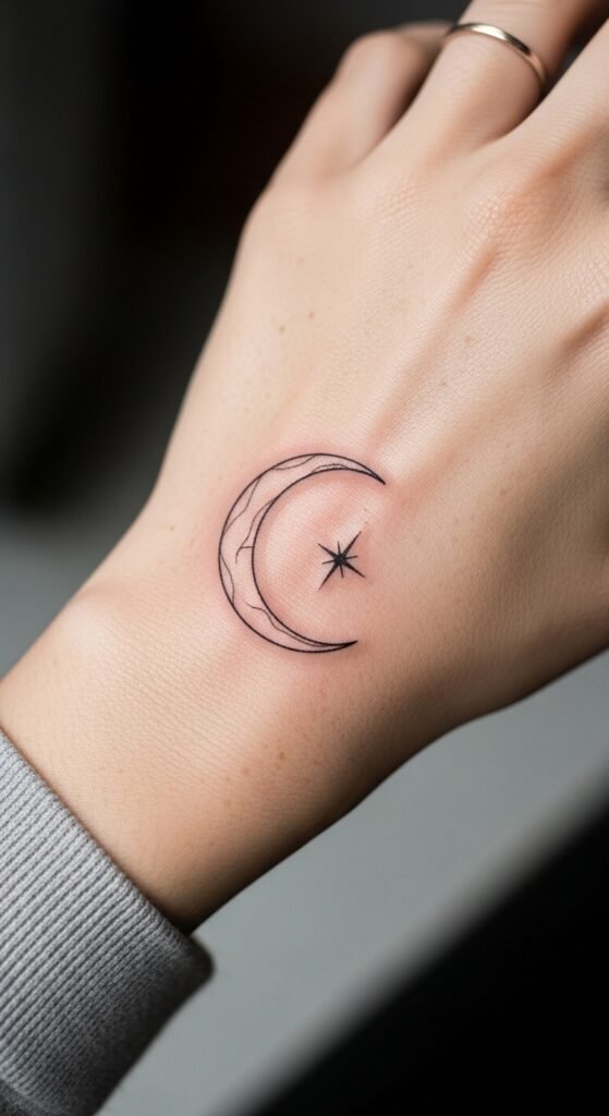 Star and Crescent Moon on the Hand