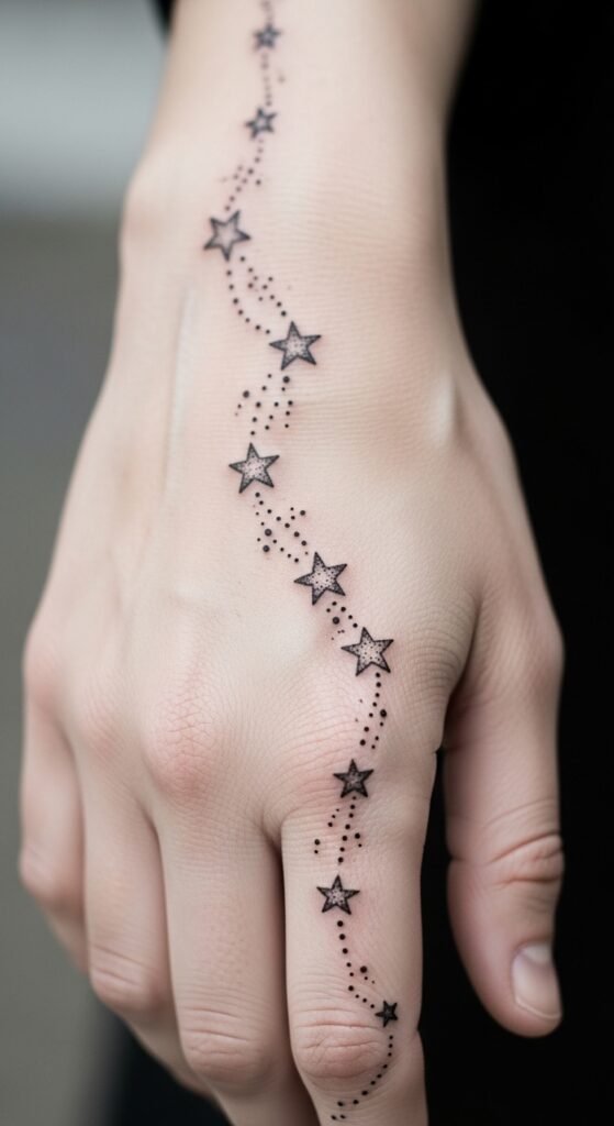 Dotted Star Trail on the Hand
